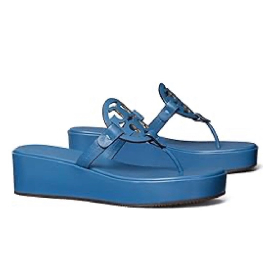 Tory Burch Blue Wedge Thong Sandals